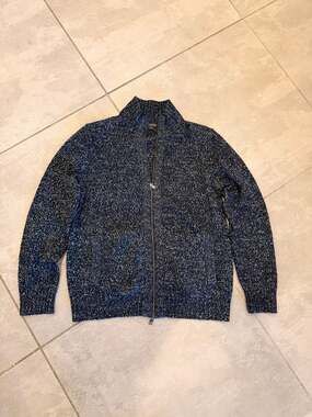 Banana Republic Men's Italian Yarn Full-Zip Marled Sweater, Size L